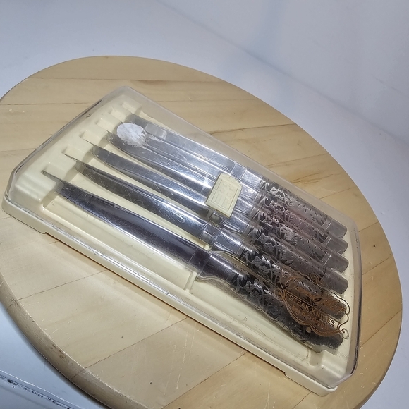 Vintage 1950s Set 6 Carvel Hall Fine Cutlery by Briddell Steak Knives In Case - Picture 9 of 11
